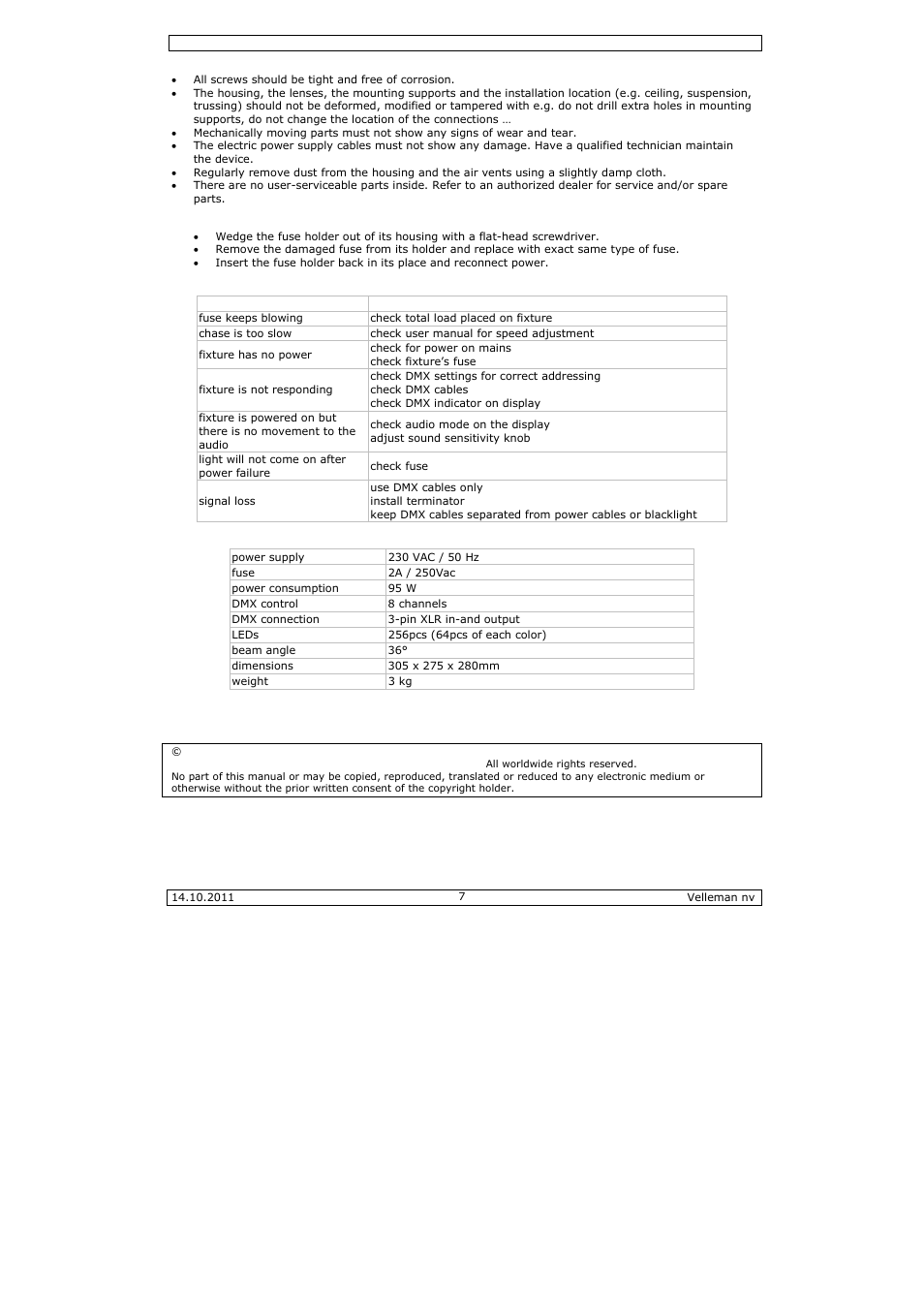 Velleman VDPL300ME User Manual | Page 7 / 30