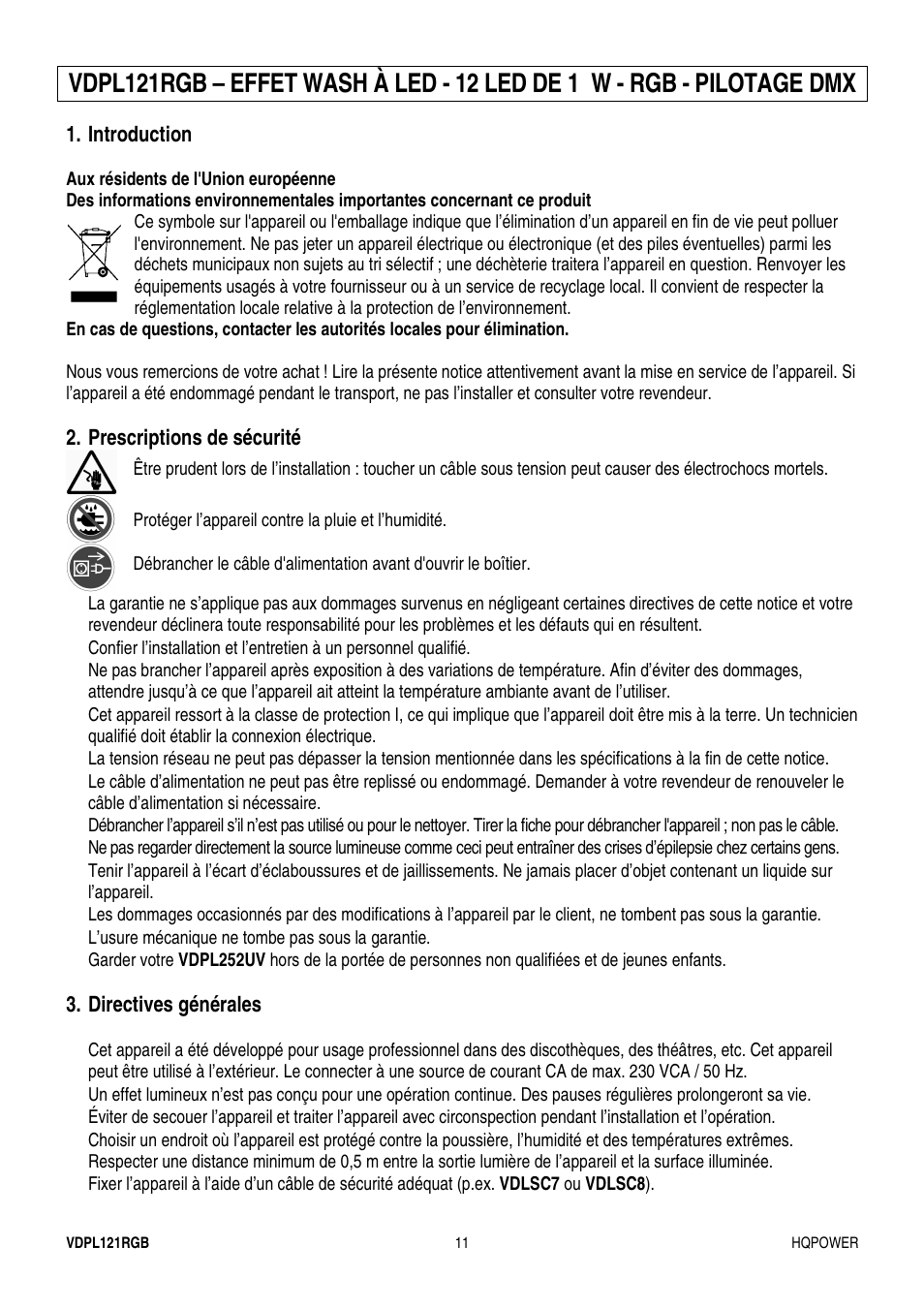 Velleman VDPL121RGB User Manual | Page 11 / 22