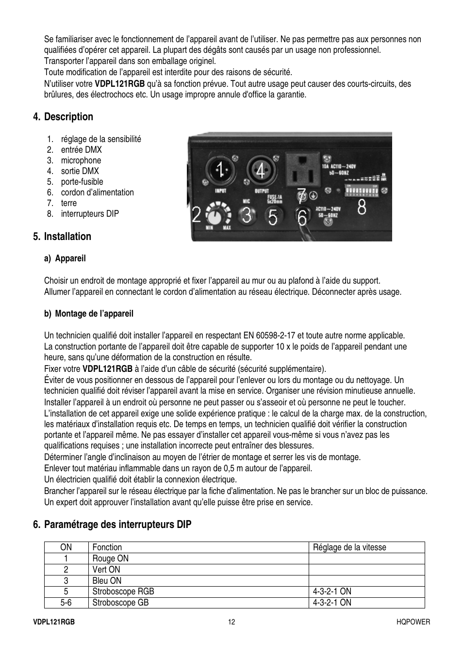 Velleman VDPL121RGB User Manual | Page 12 / 22