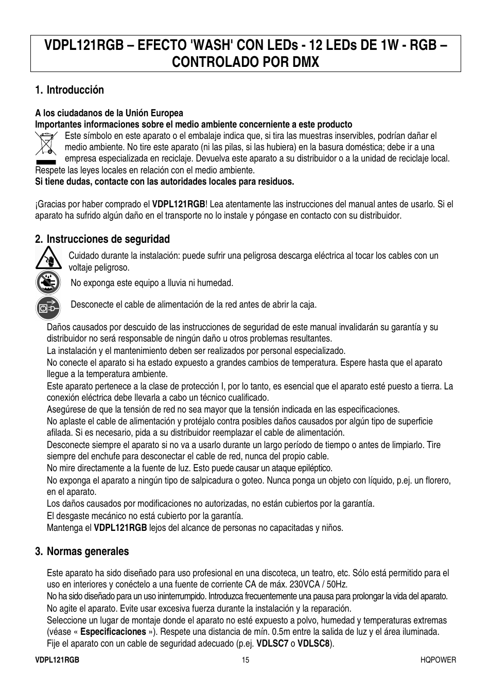 Velleman VDPL121RGB User Manual | Page 15 / 22