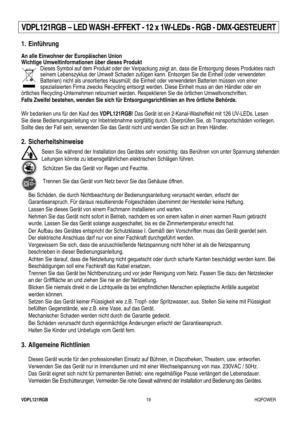 Velleman VDPL121RGB User Manual | Page 19 / 22
