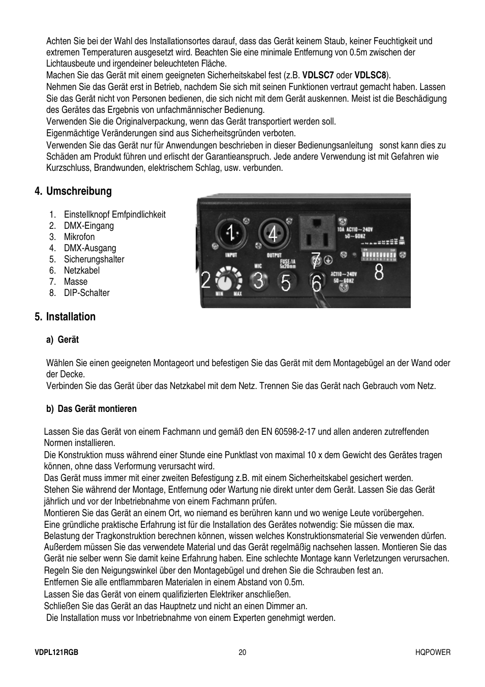 Velleman VDPL121RGB User Manual | Page 20 / 22