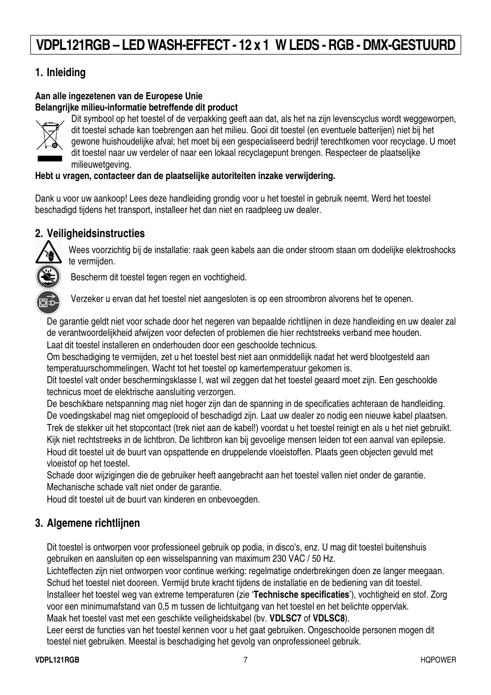 Velleman VDPL121RGB User Manual | Page 7 / 22