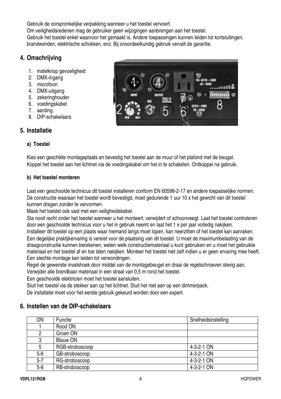 Velleman VDPL121RGB User Manual | Page 8 / 22
