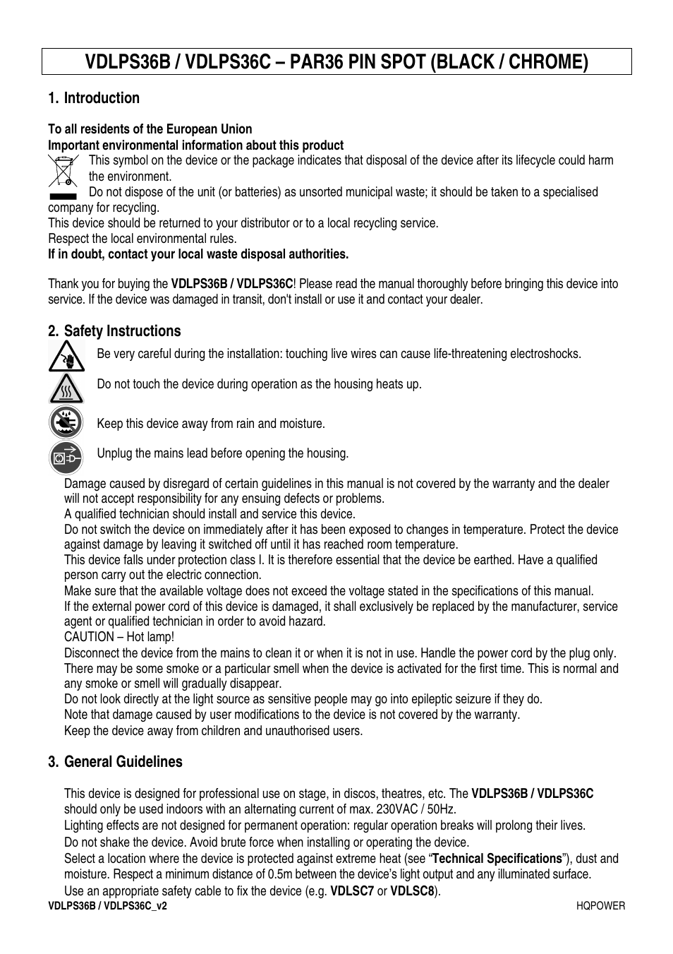 Velleman VDLPS36C User Manual | Page 3 / 14