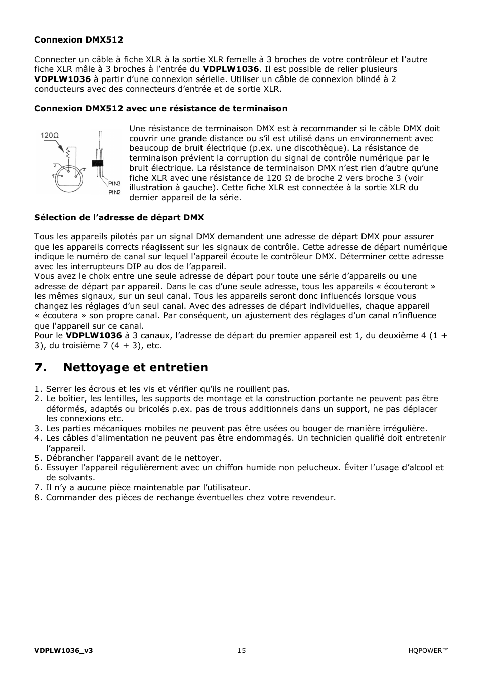 Nettoyage et entretien | Velleman VDPLW1036 User Manual | Page 15 / 28