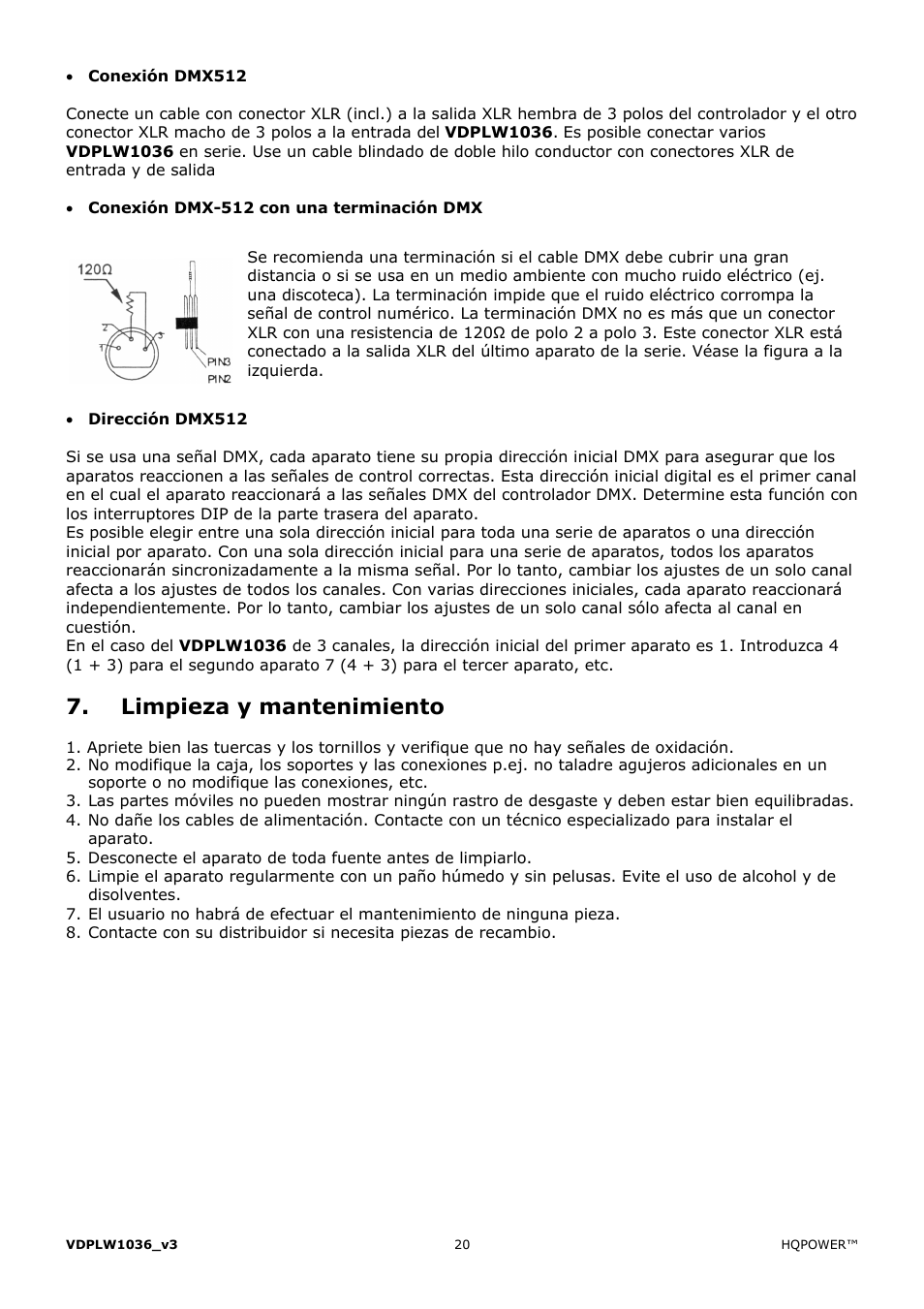 Limpieza y mantenimiento | Velleman VDPLW1036 User Manual | Page 20 / 28