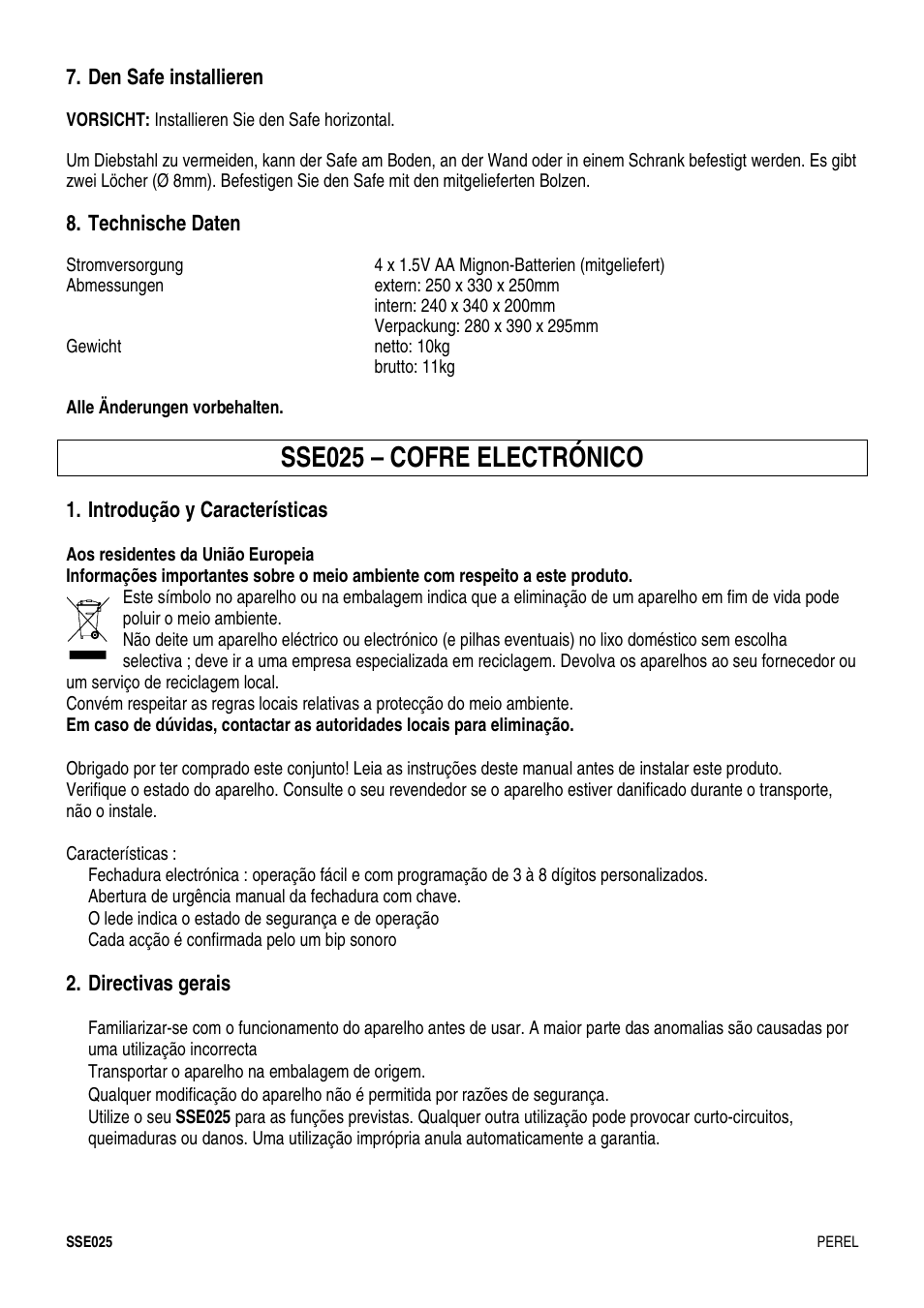 Sse025 – cofre electrónico | Velleman SSE025 User Manual | Page 11 / 12