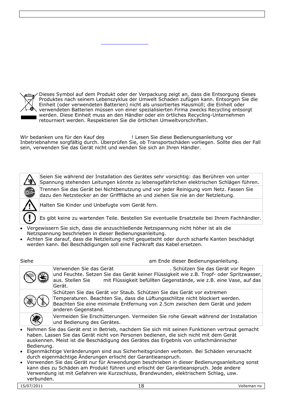 Bedienungsanleitung, Dienun, Ngsan | Nleitu | Velleman VDSMP31 User Manual | Page 18 / 23