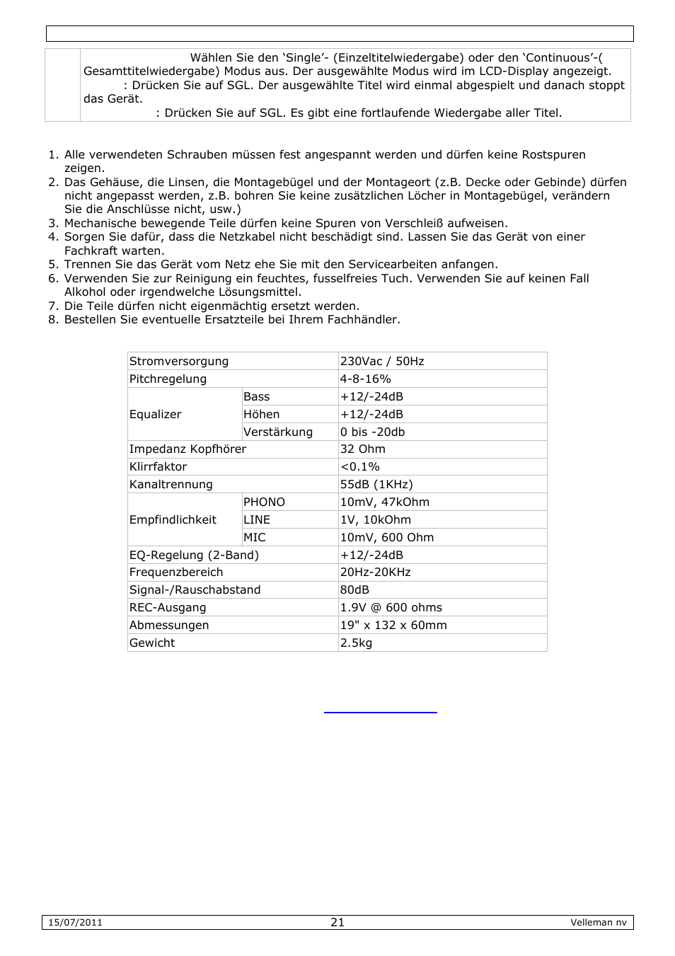 Velleman VDSMP31 User Manual | Page 21 / 23