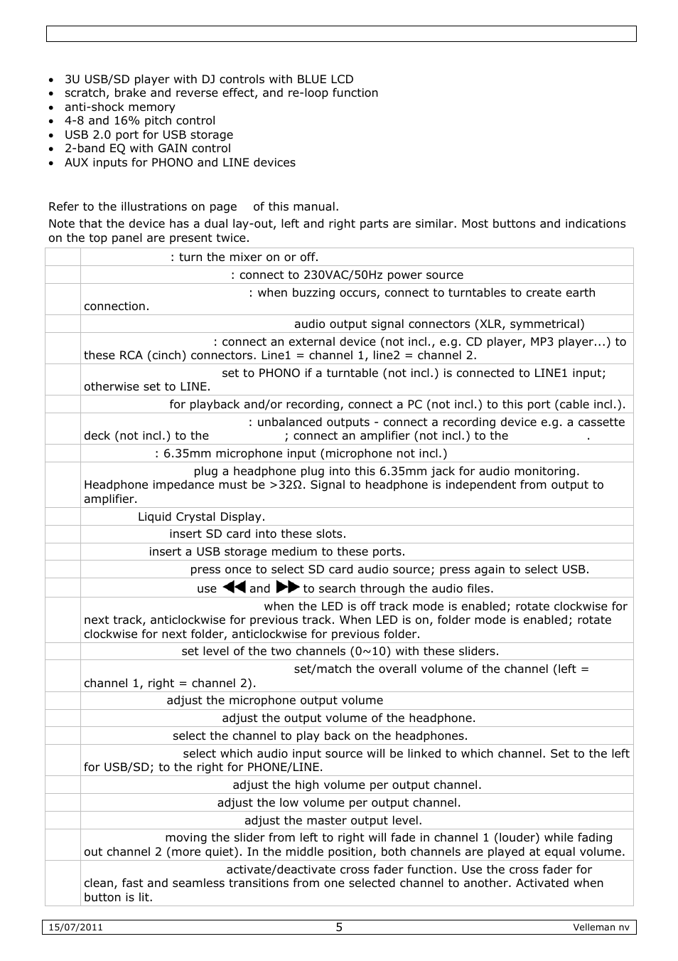 Velleman VDSMP31 User Manual | Page 5 / 23