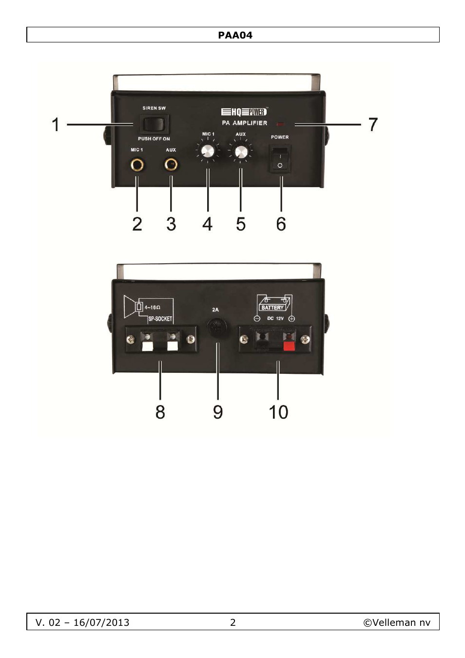 Velleman PAA04 User Manual | Page 2 / 15