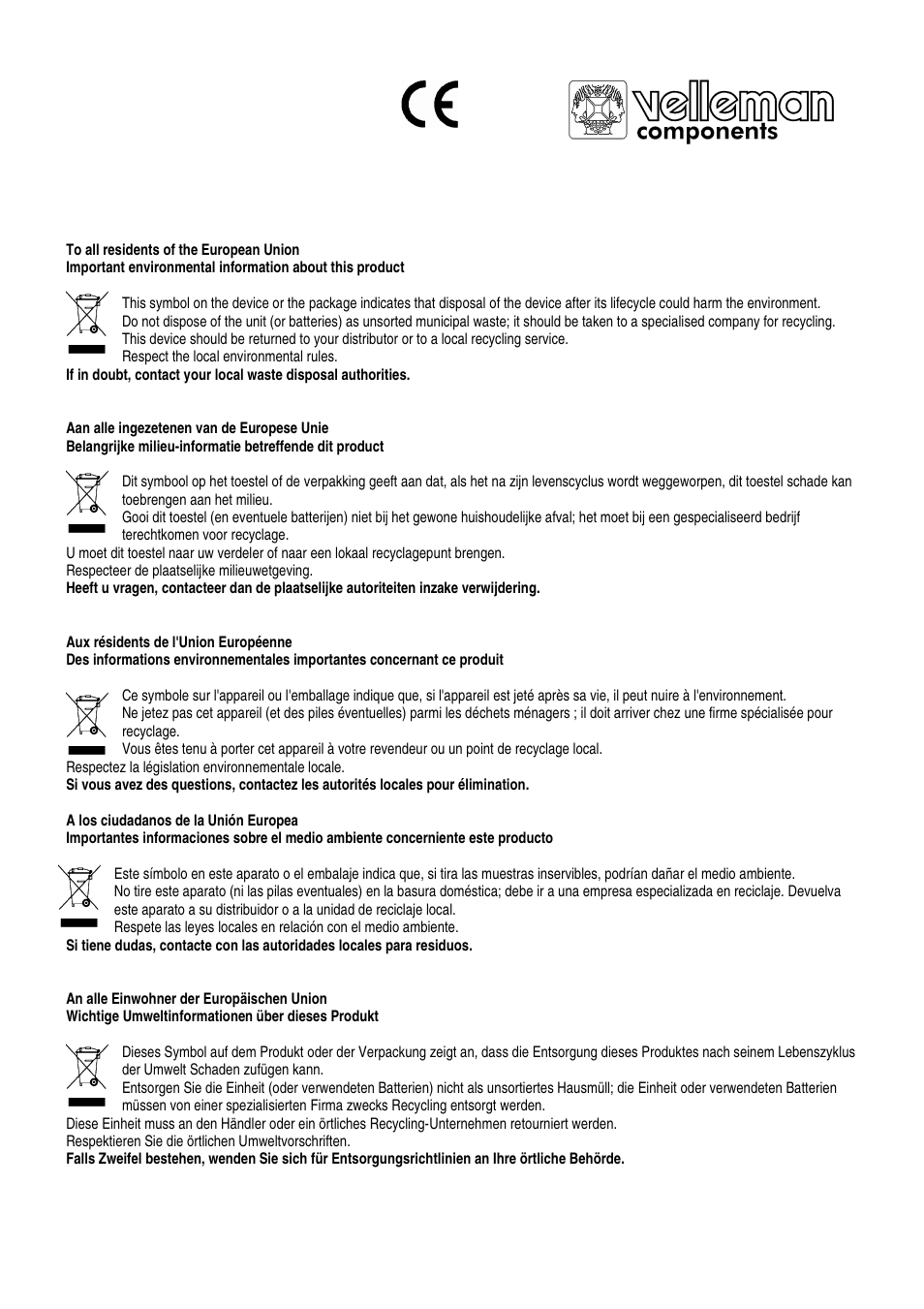 Velleman PI600BN User Manual | 37 pages