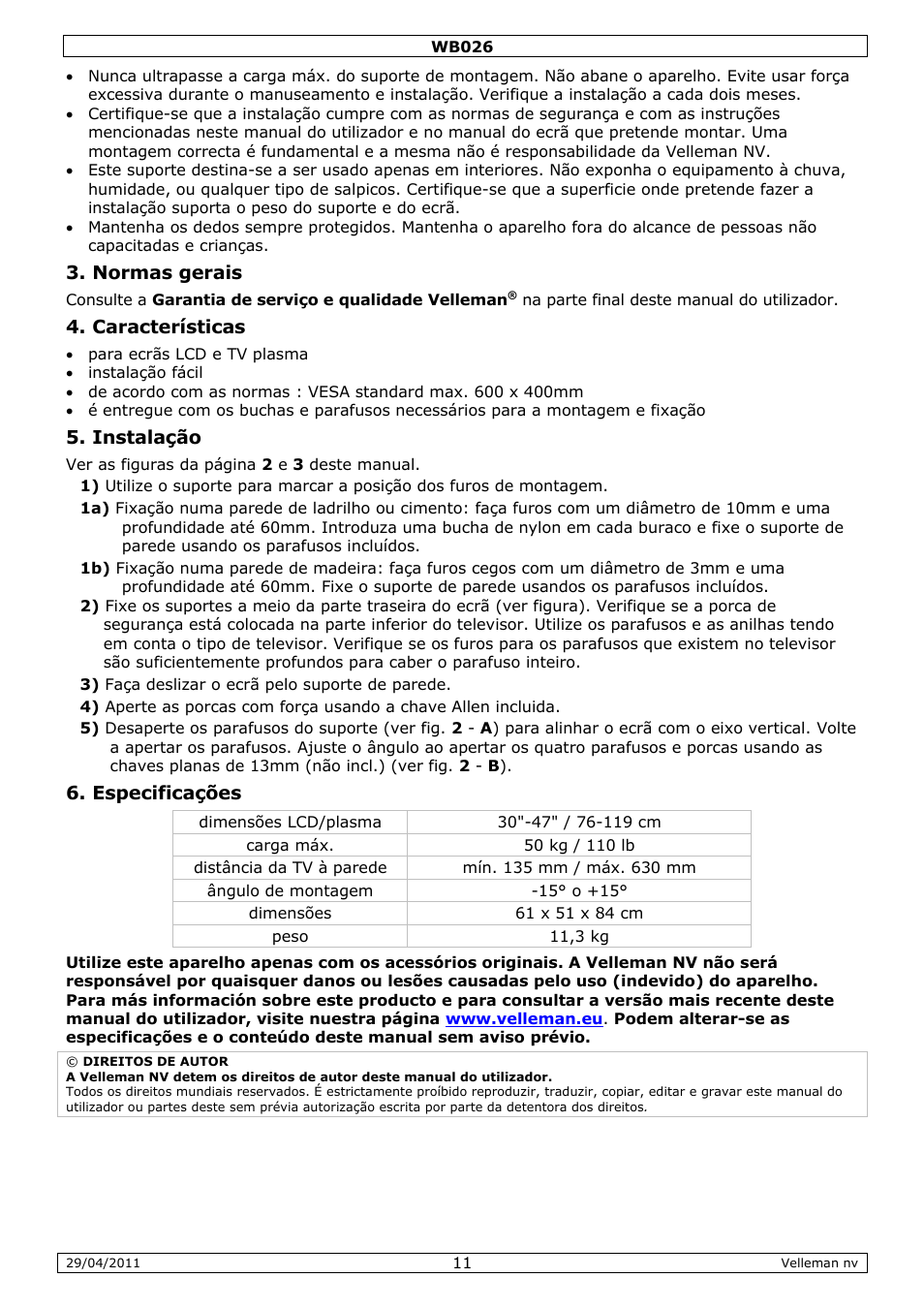 Velleman WB026 User Manual | Page 11 / 14