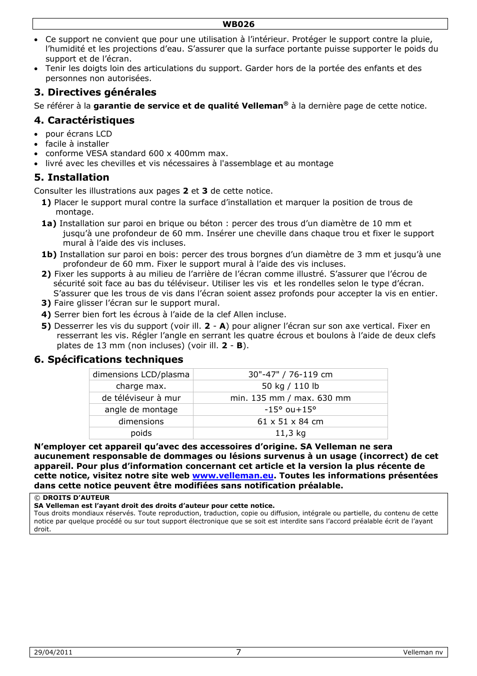 Velleman WB026 User Manual | Page 7 / 14