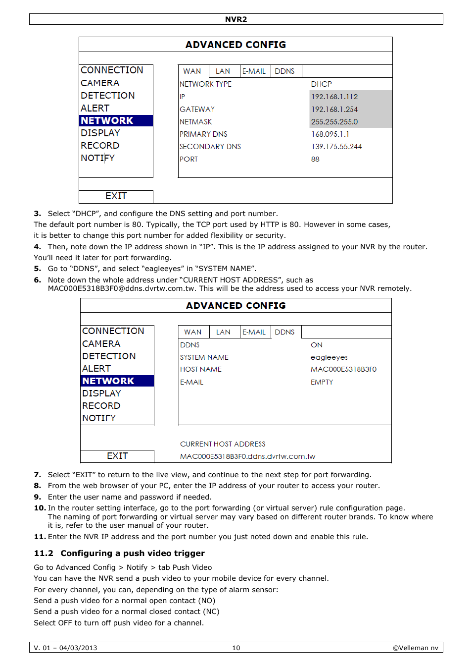 2 configuring a push video trigger | Velleman NVR2 User Manual | Page 10 / 55