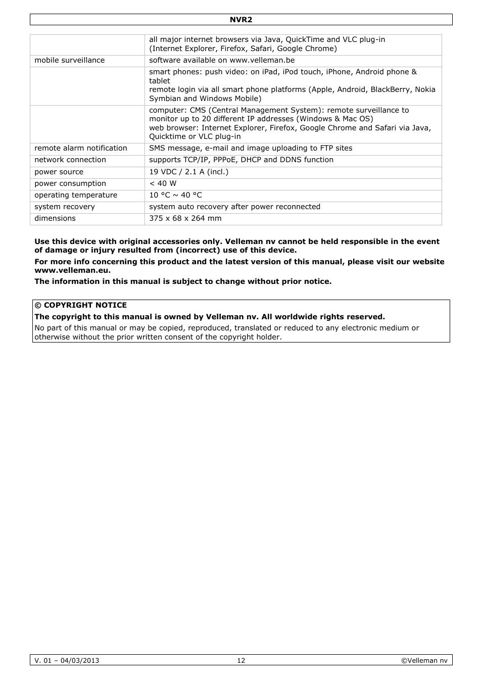 Velleman NVR2 User Manual | Page 12 / 55