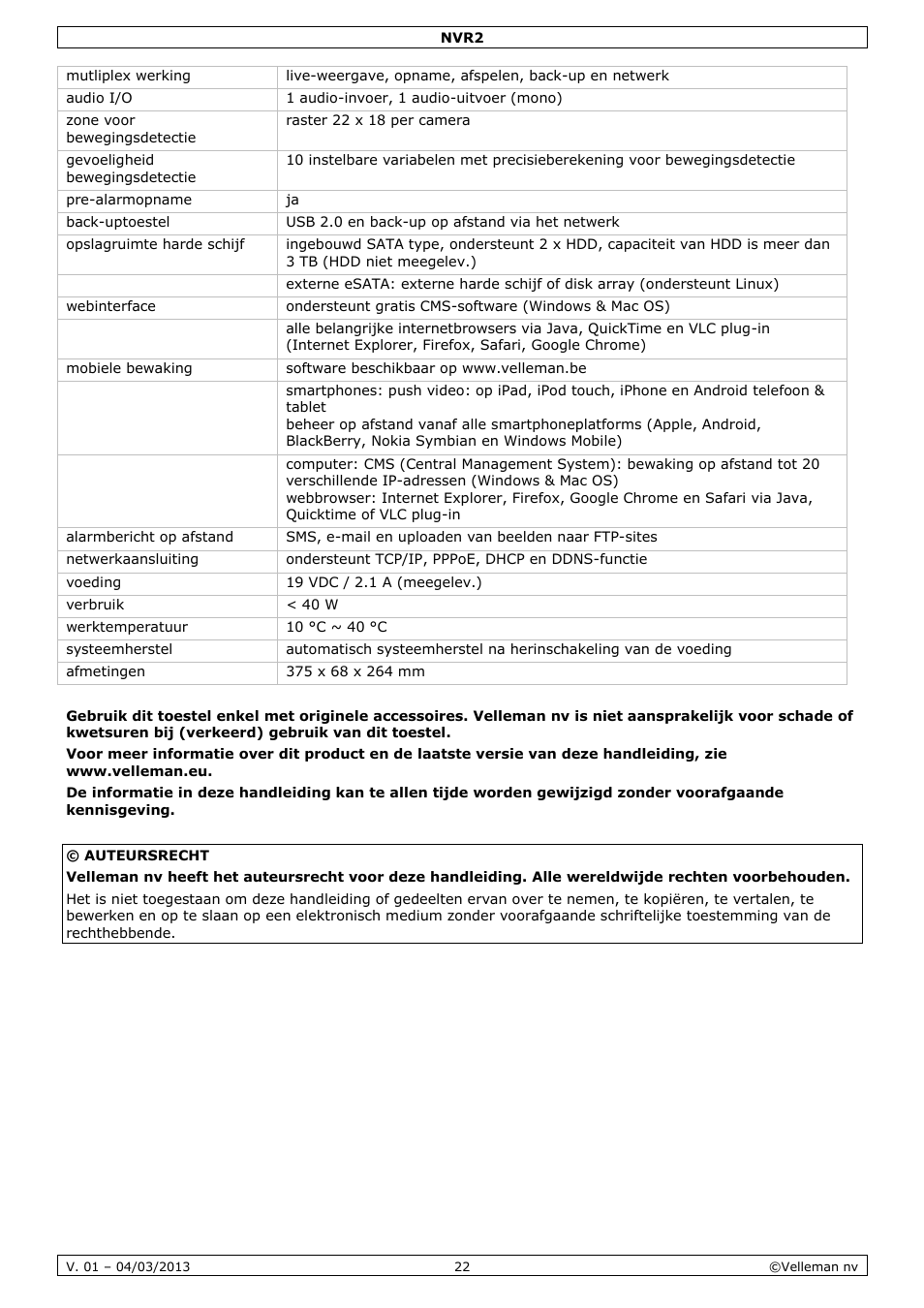 Velleman NVR2 User Manual | Page 22 / 55