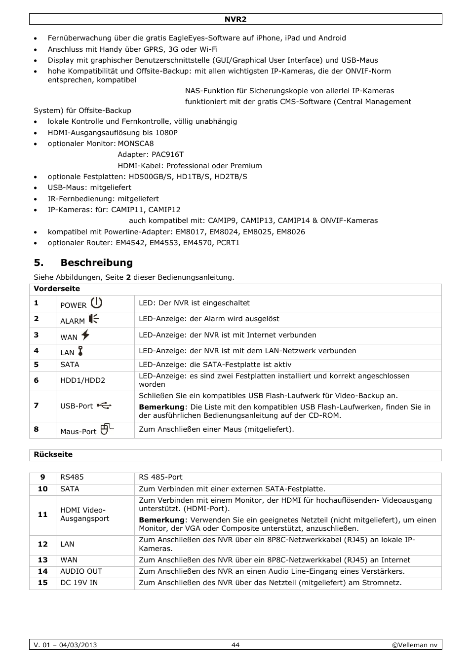 Beschreibung | Velleman NVR2 User Manual | Page 44 / 55