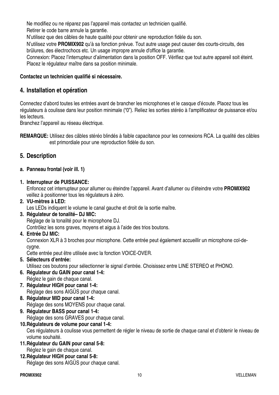 Velleman PROMIX902 User Manual | Page 10 / 21