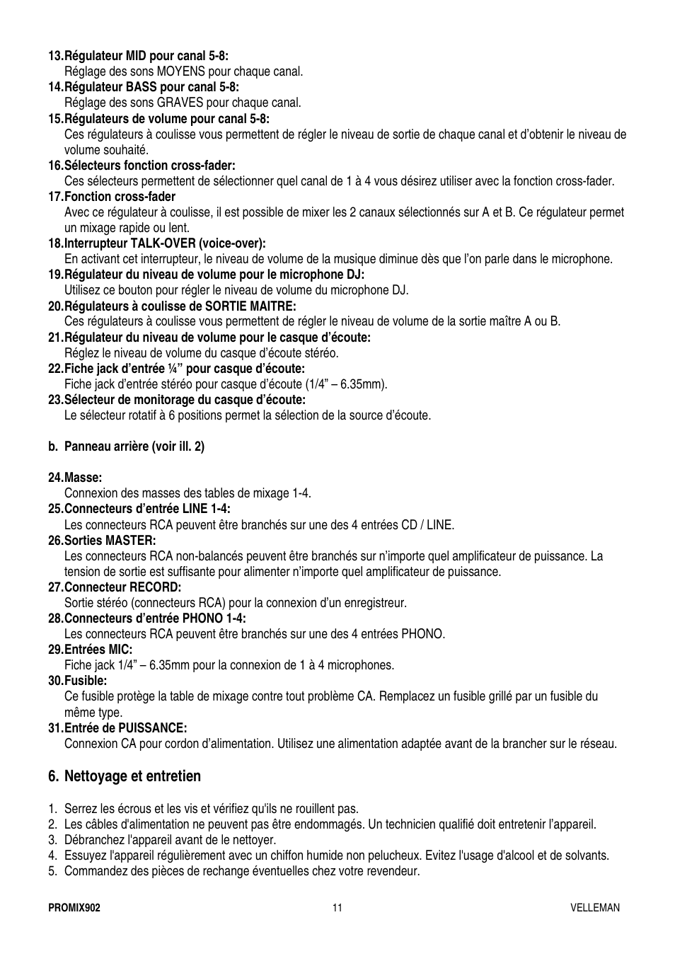 Velleman PROMIX902 User Manual | Page 11 / 21