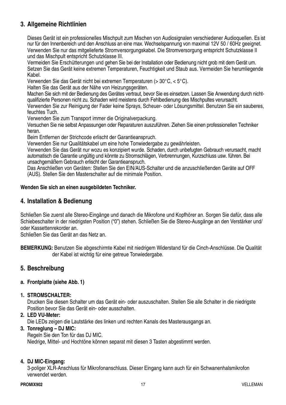 Velleman PROMIX902 User Manual | Page 17 / 21