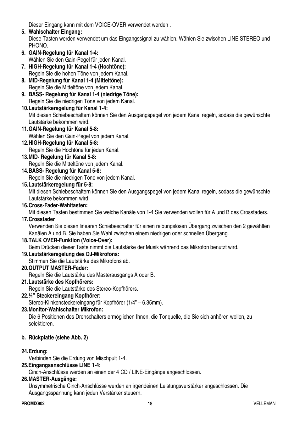Velleman PROMIX902 User Manual | Page 18 / 21