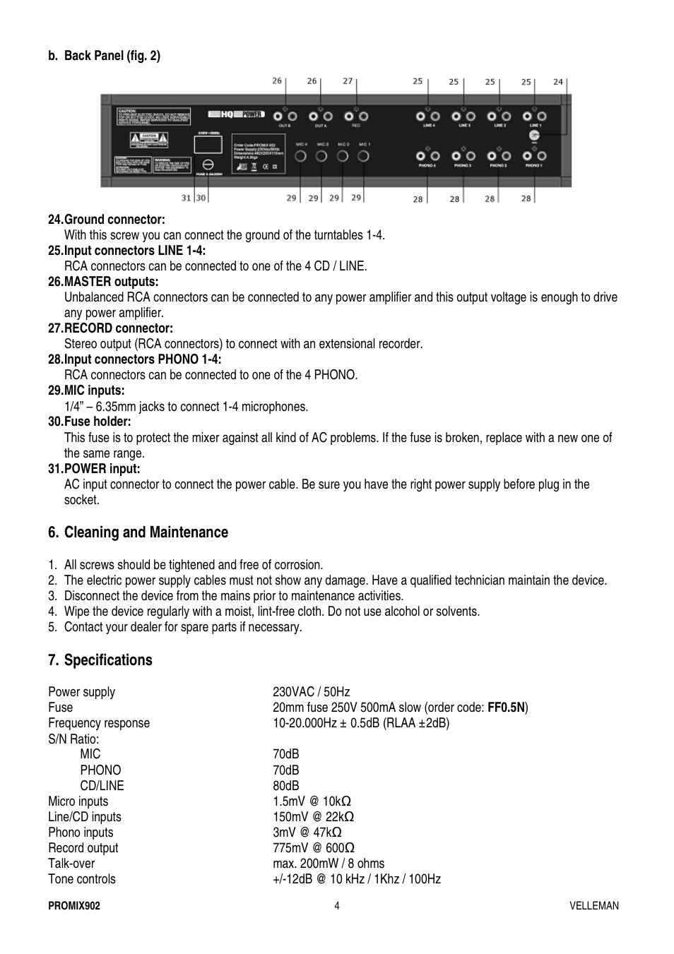 Velleman PROMIX902 User Manual | Page 4 / 21