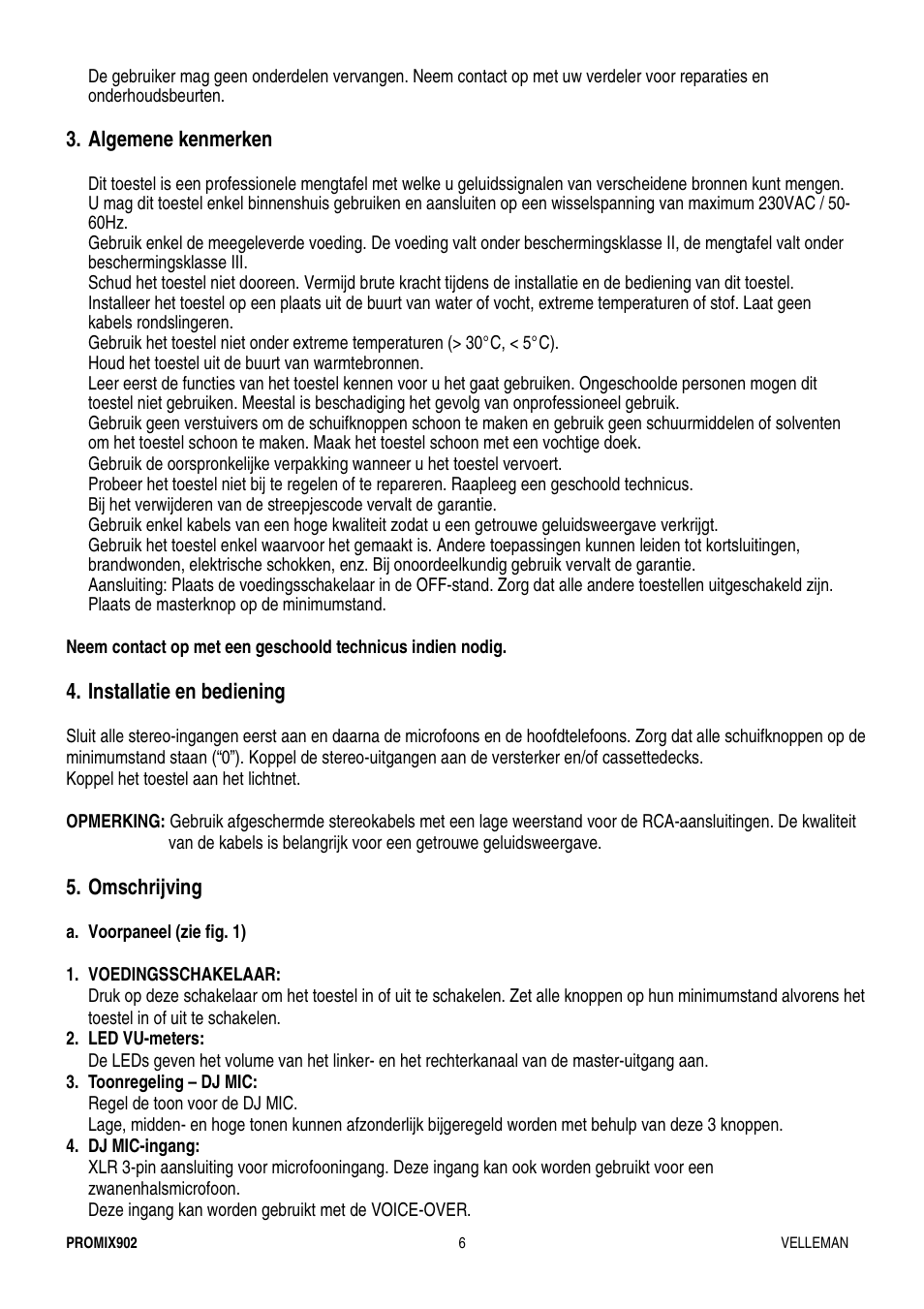 Velleman PROMIX902 User Manual | Page 6 / 21