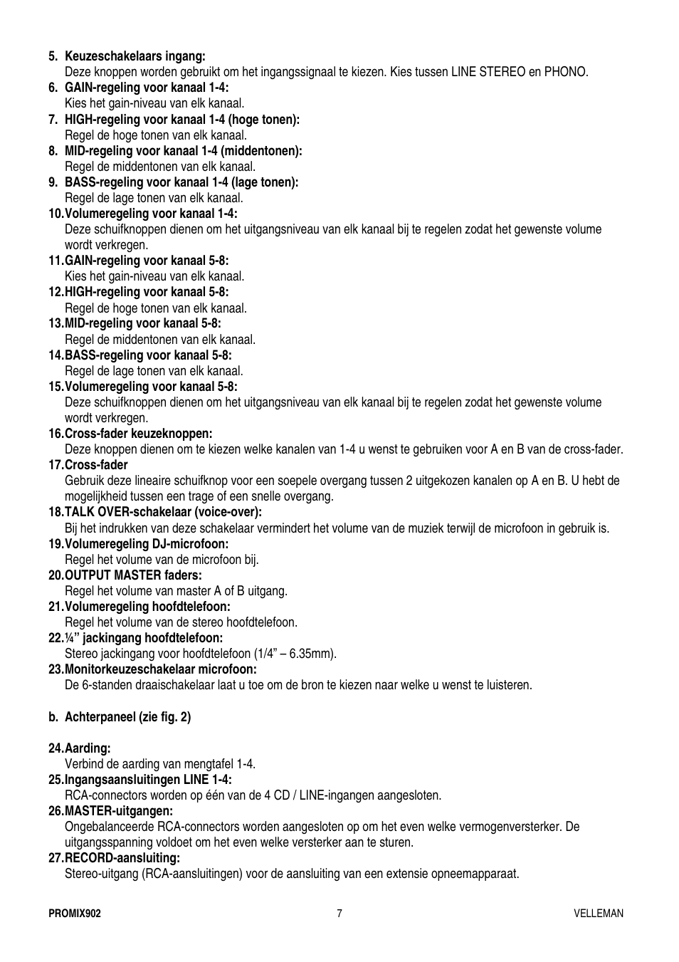 Velleman PROMIX902 User Manual | Page 7 / 21