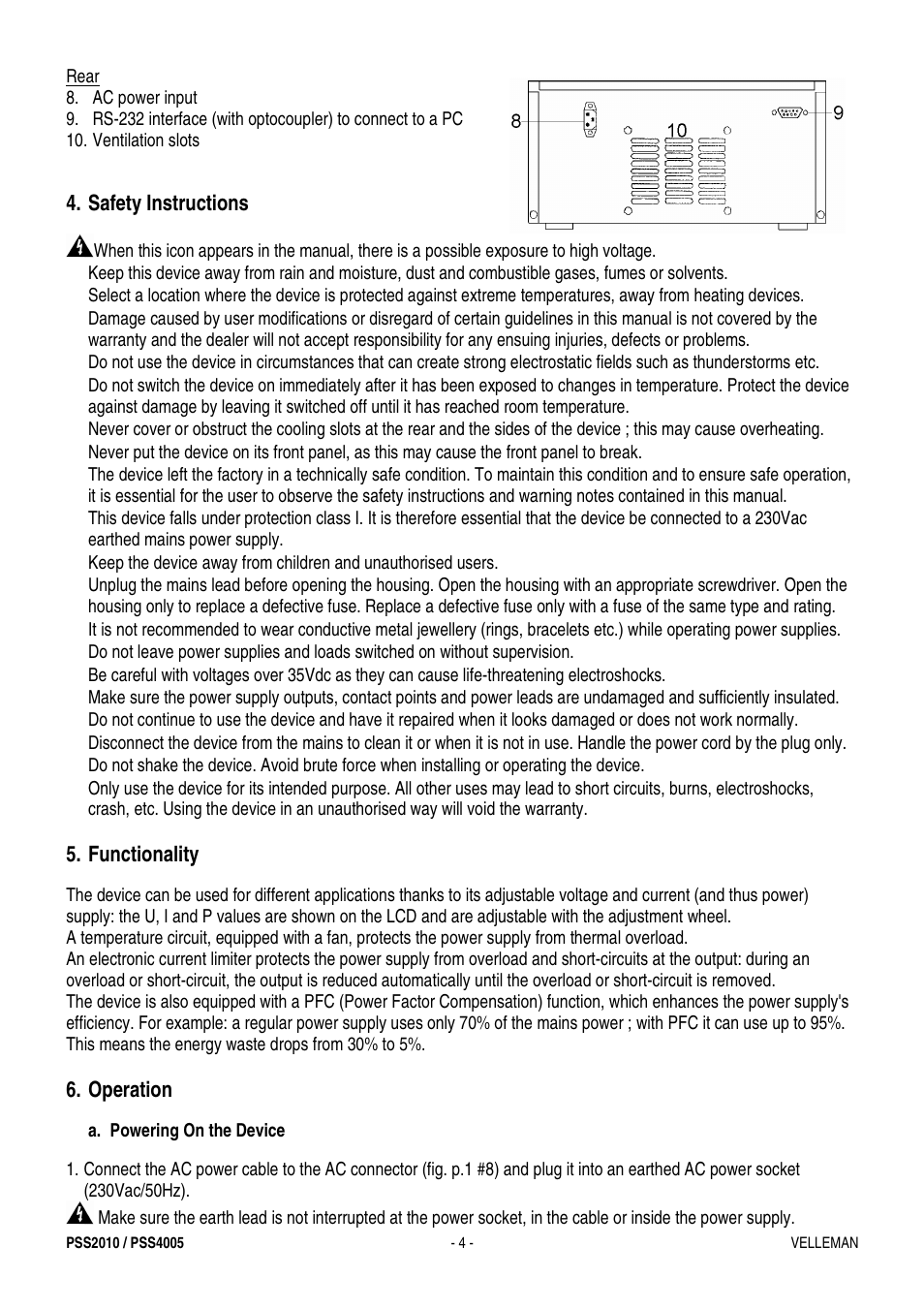 Velleman PSS4005 User Manual | Page 4 / 23