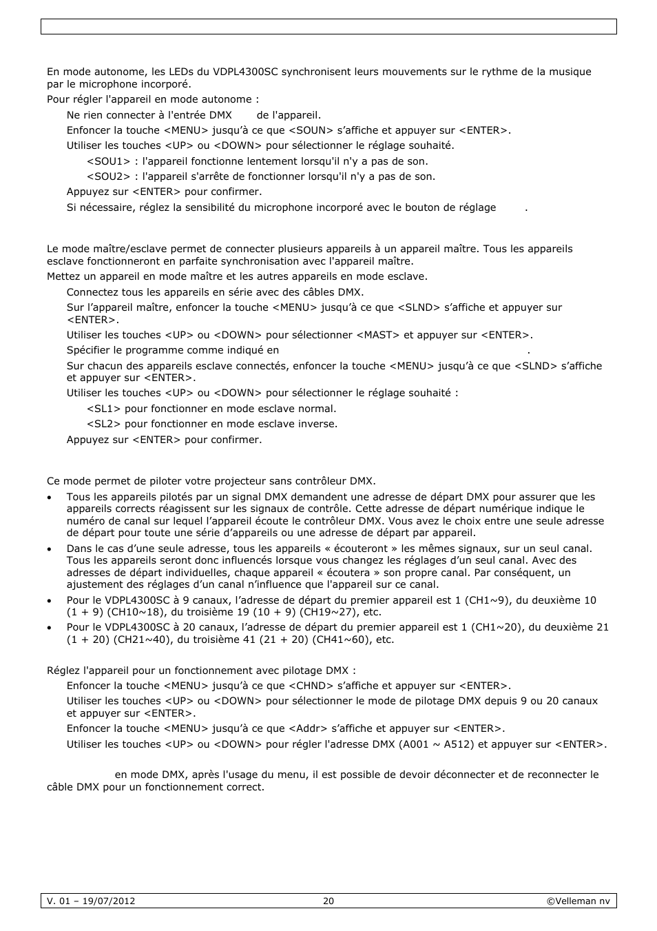 Velleman VDPL4300SC User Manual | Page 20 / 39