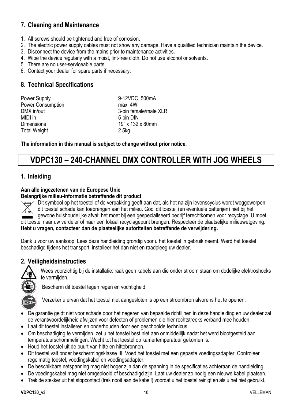 Velleman VDPC130 User Manual | Page 10 / 55