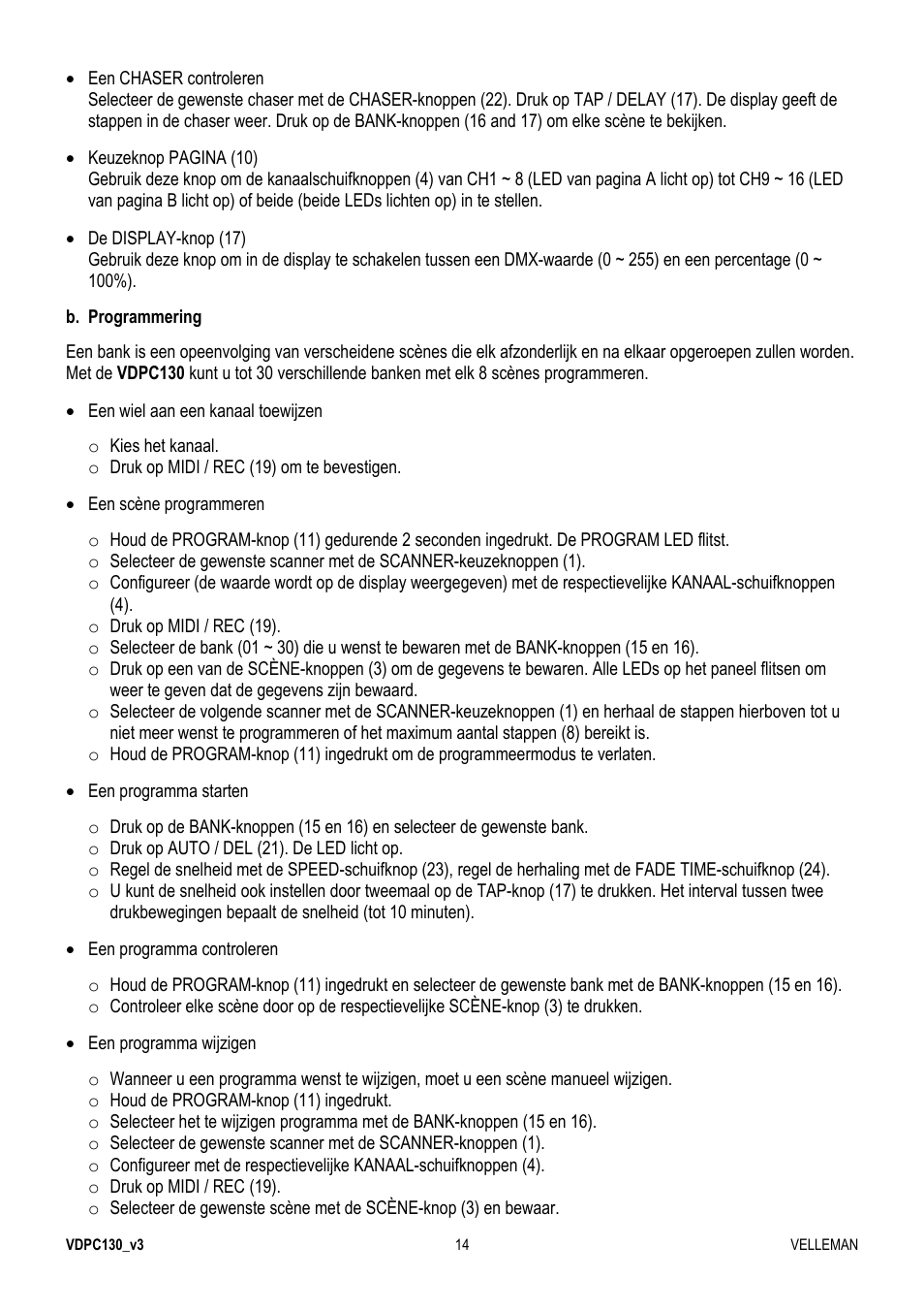 Velleman VDPC130 User Manual | Page 14 / 55