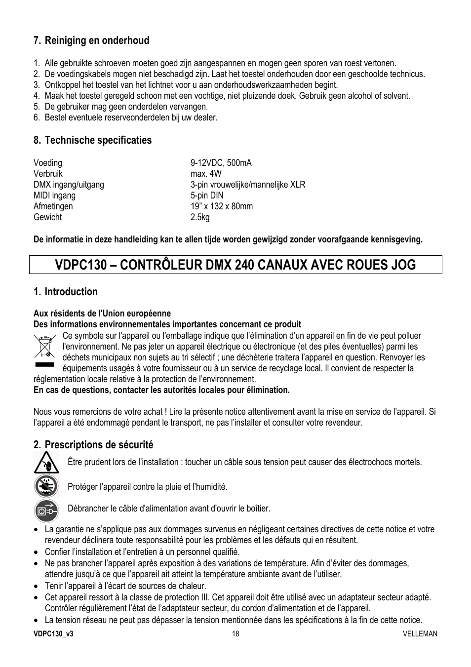 Velleman VDPC130 User Manual | Page 18 / 55