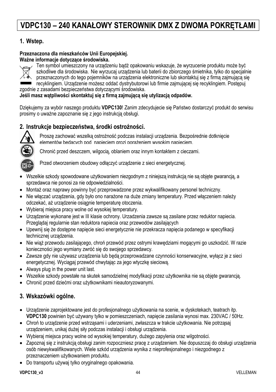 Velleman VDPC130 User Manual | Page 44 / 55