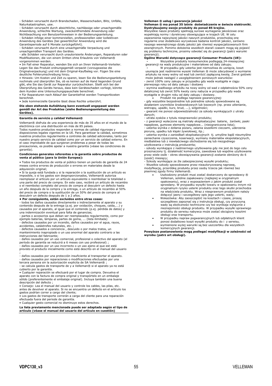 Velleman VDPC130 User Manual | Page 55 / 55