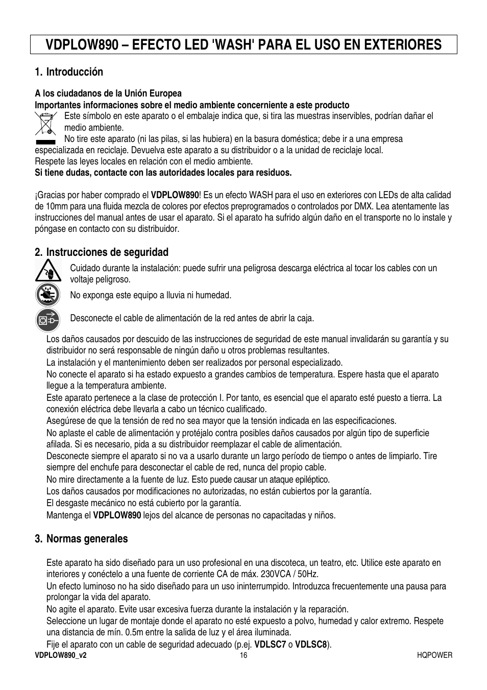 Velleman VDPLOW890 User Manual | Page 16 / 24