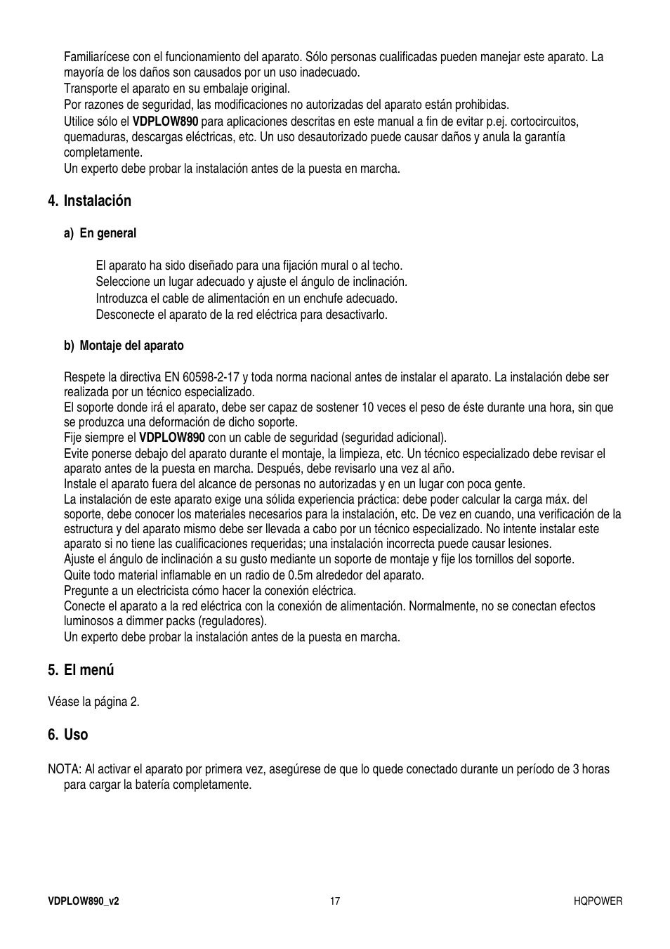 Velleman VDPLOW890 User Manual | Page 17 / 24