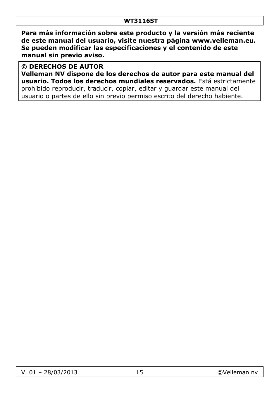 Velleman WT3116ST User Manual | Page 15 / 20