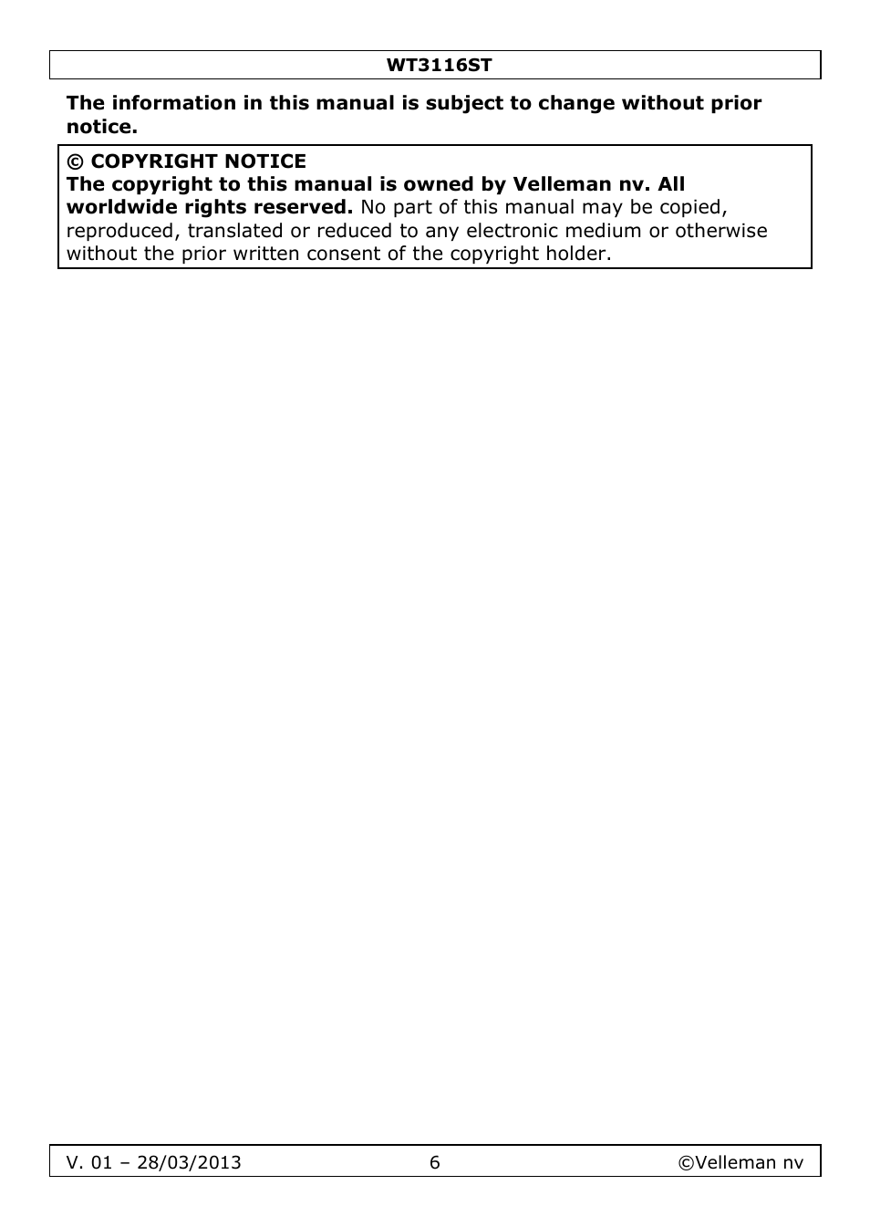 Velleman WT3116ST User Manual | Page 6 / 20