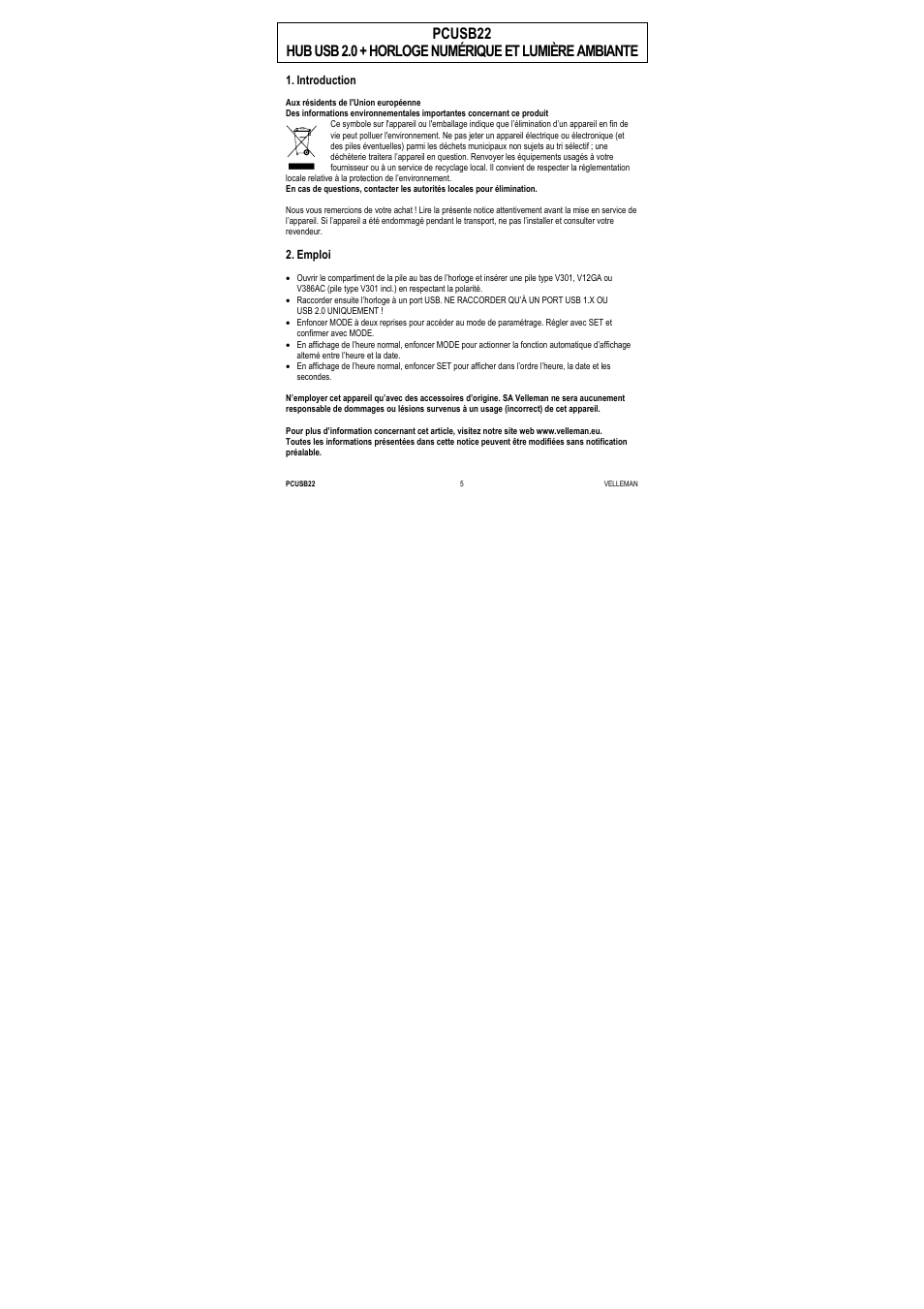 Velleman PCUSB22 User Manual | Page 5 / 8