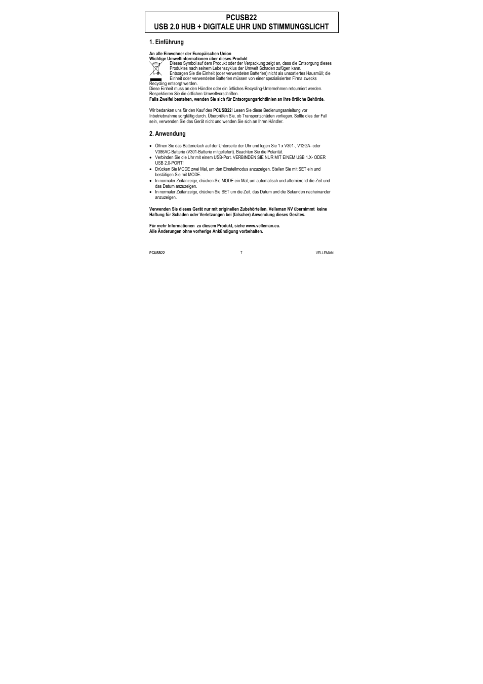 Velleman PCUSB22 User Manual | Page 7 / 8