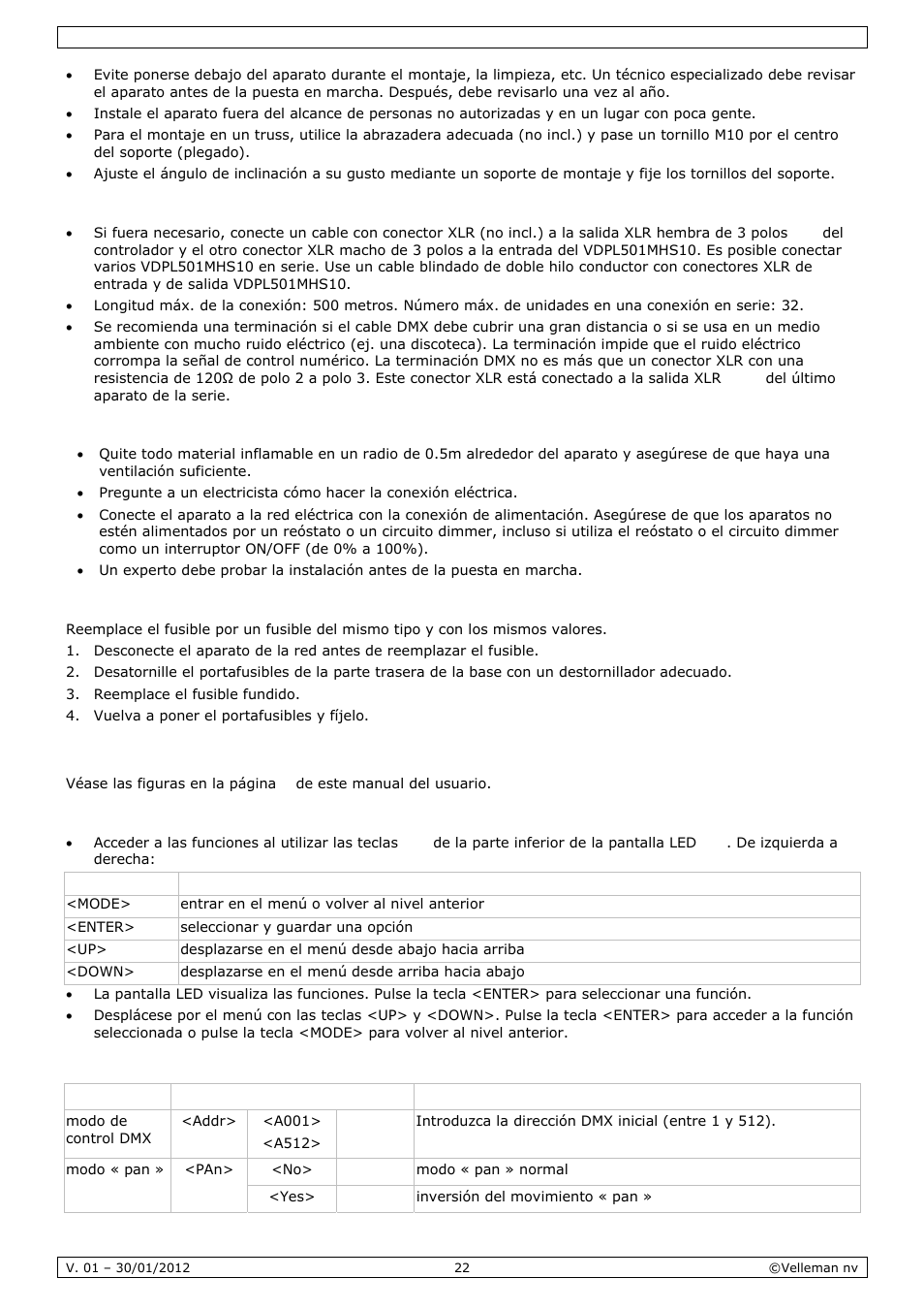 Velleman VDPL501MHS10 User Manual | Page 22 / 32