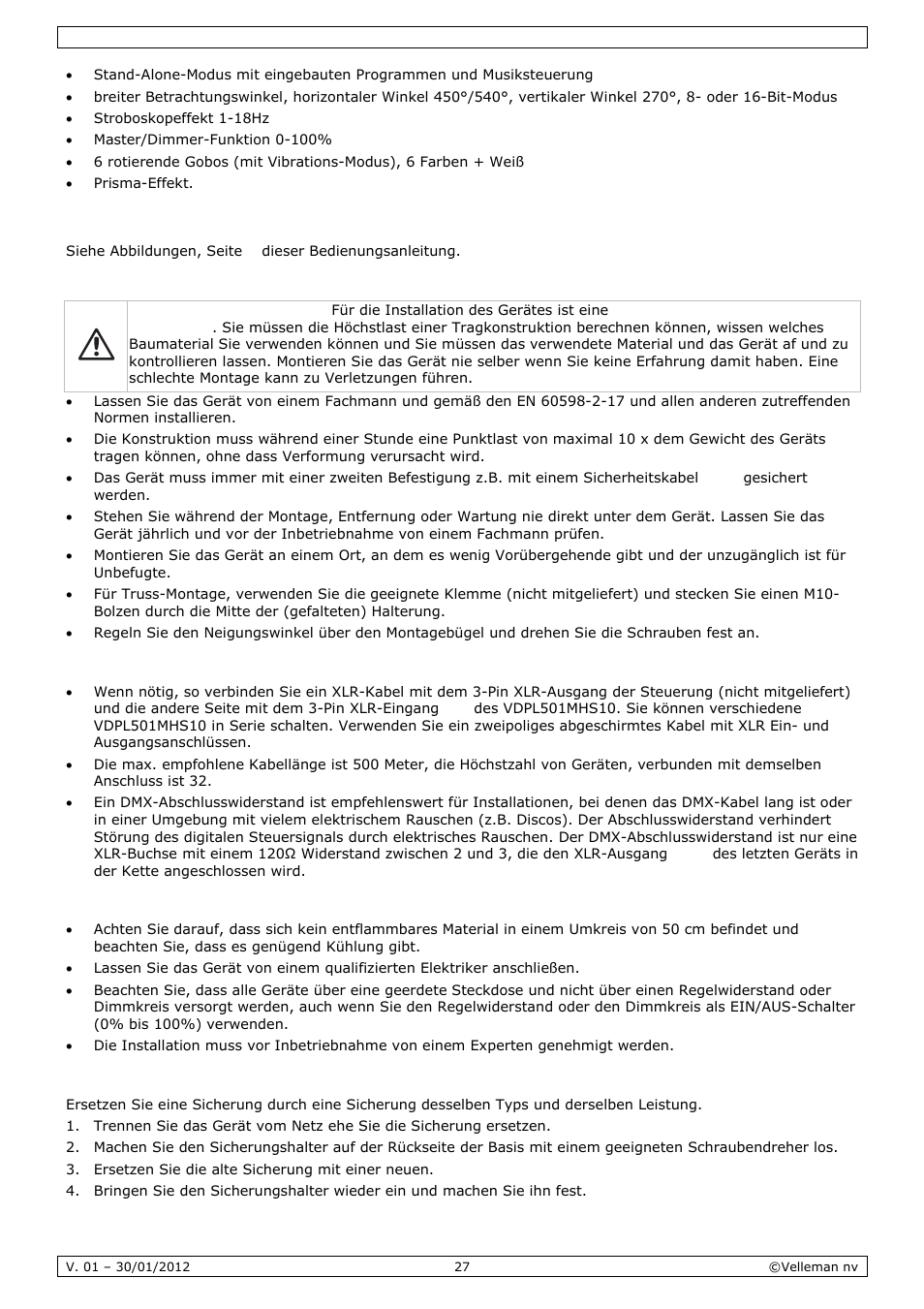 Installation | Velleman VDPL501MHS10 User Manual | Page 27 / 32