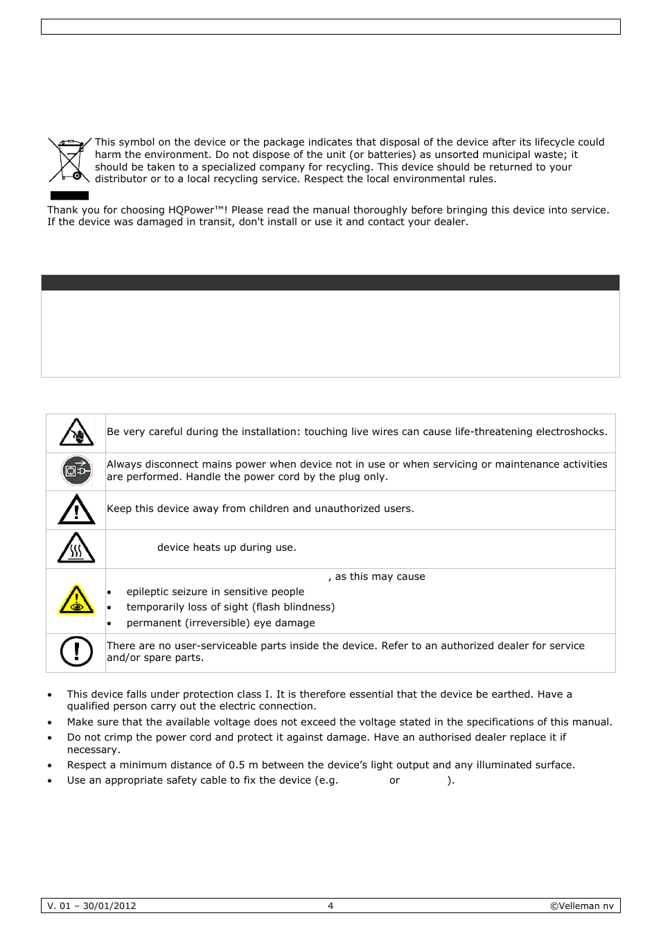 User manual, Er man, Nual | Introdu, Safety, Uction, Instruct, Tions | Velleman VDPL501MHS10 User Manual | Page 4 / 32