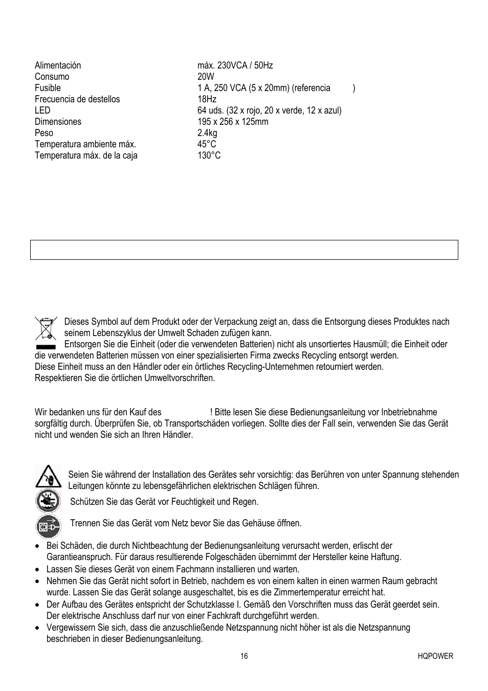 Velleman VDPL300MF User Manual | Page 16 / 19