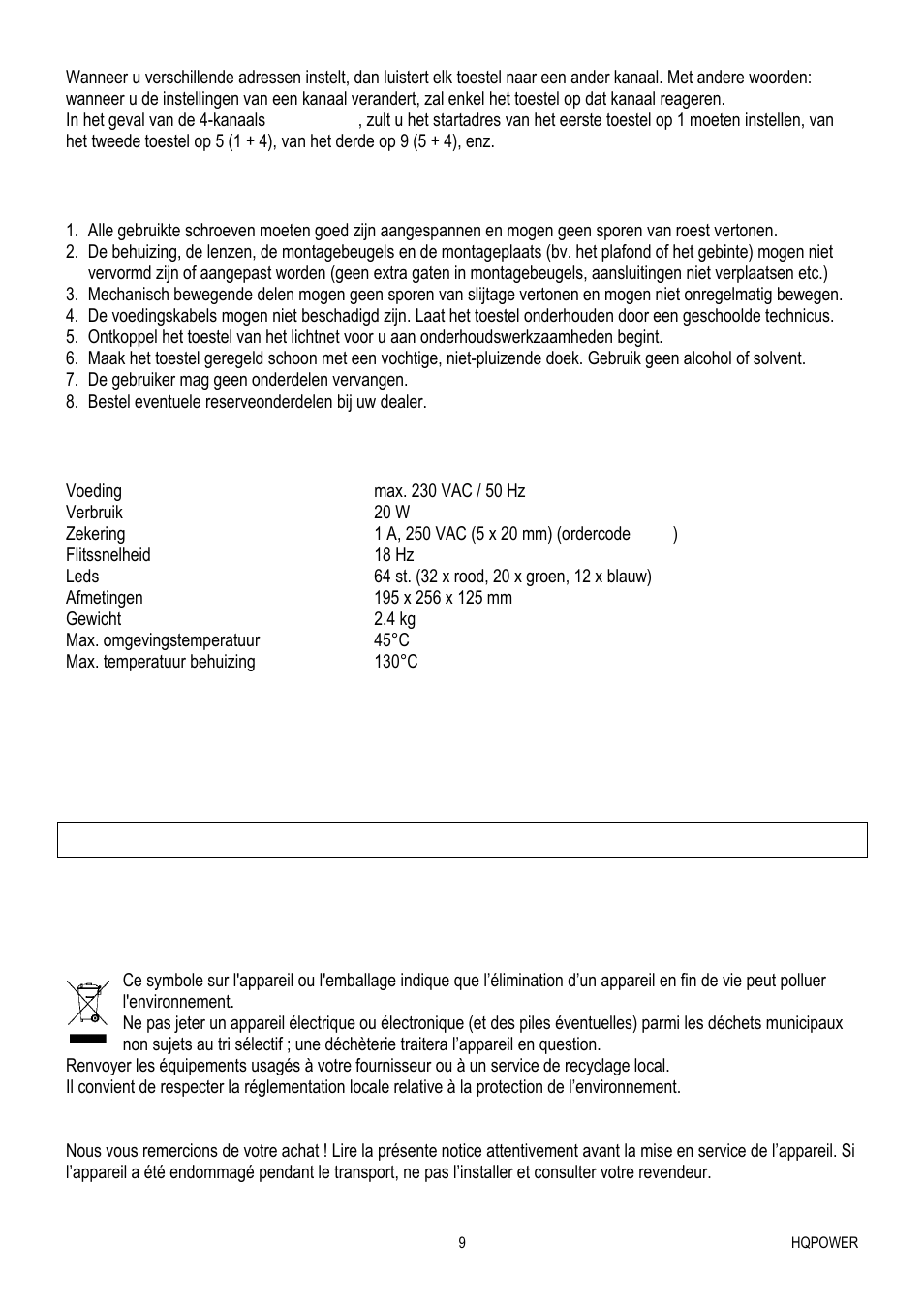 Velleman VDPL300MF User Manual | Page 9 / 19