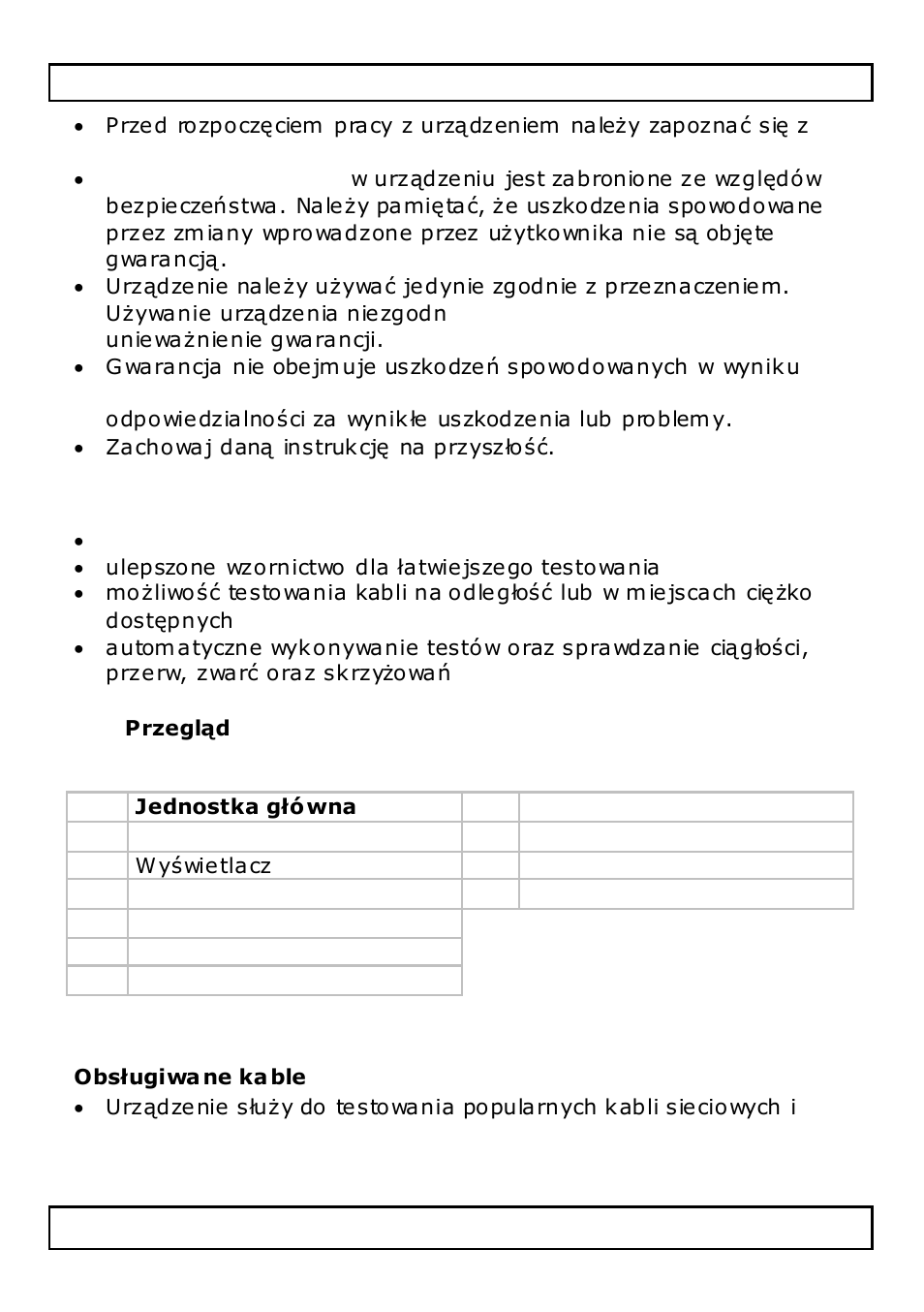 Cechy, Przegląd, Zastosowanie | Velleman VTLAN7 User Manual | Page 46 / 58