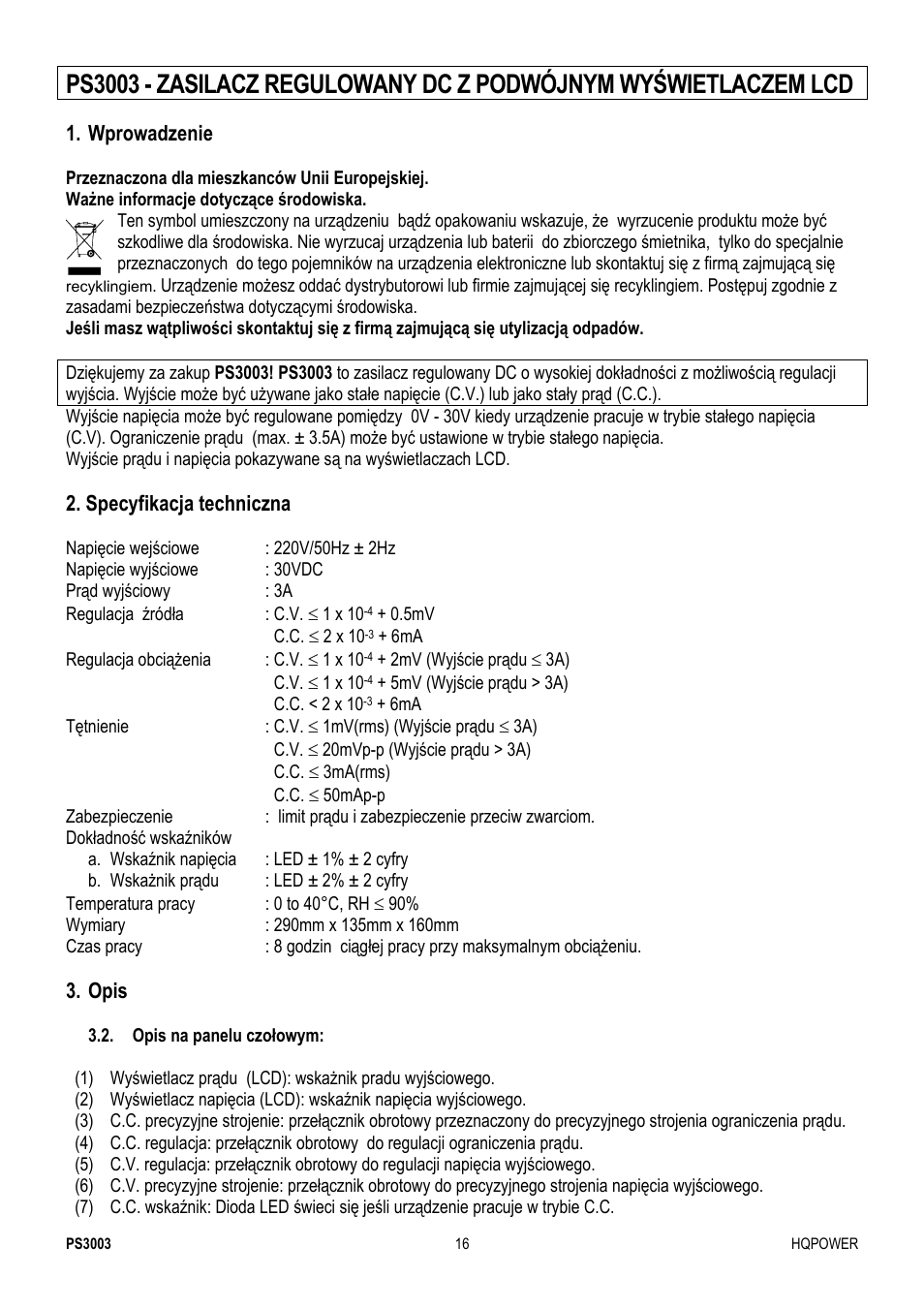 Velleman PS3003 User Manual | Page 16 / 20